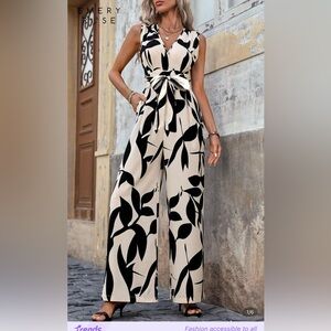 Elegant Black and Cream Jumpsuit